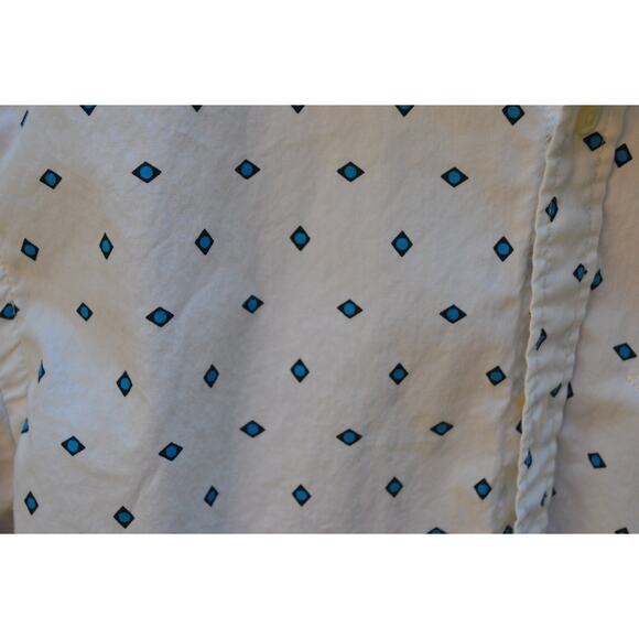 Scotch & Soda Amsterdam Couture White Geometric Diamond Print Button-Up Shirt  M - Picture 2 of 4